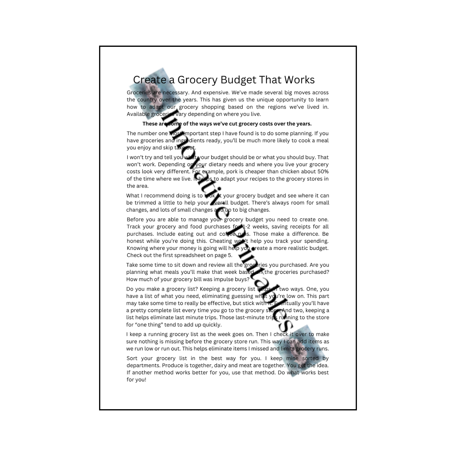 create a grocery budget that works