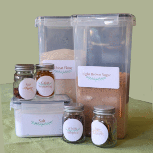 brown and green herb kitchen label set