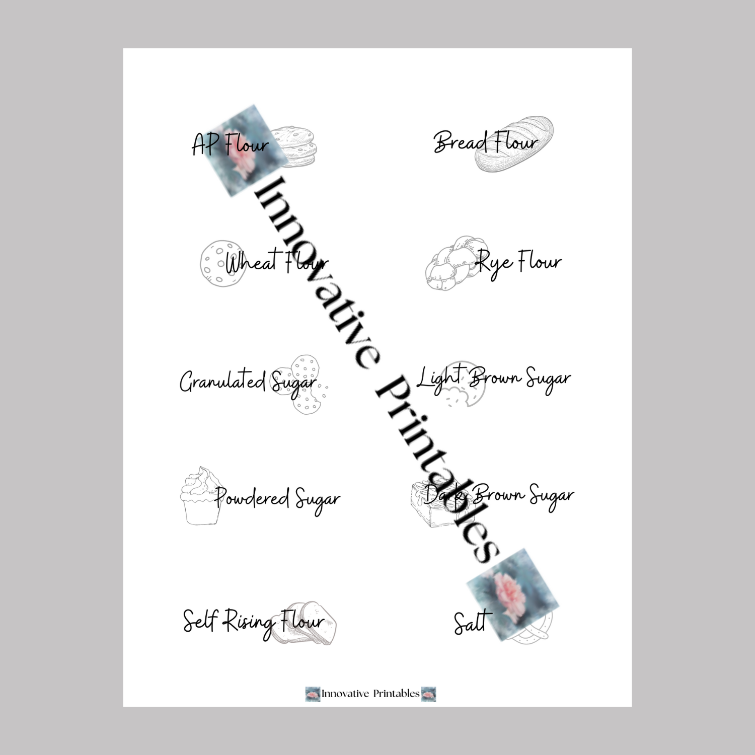 black dessert pantry baking labels