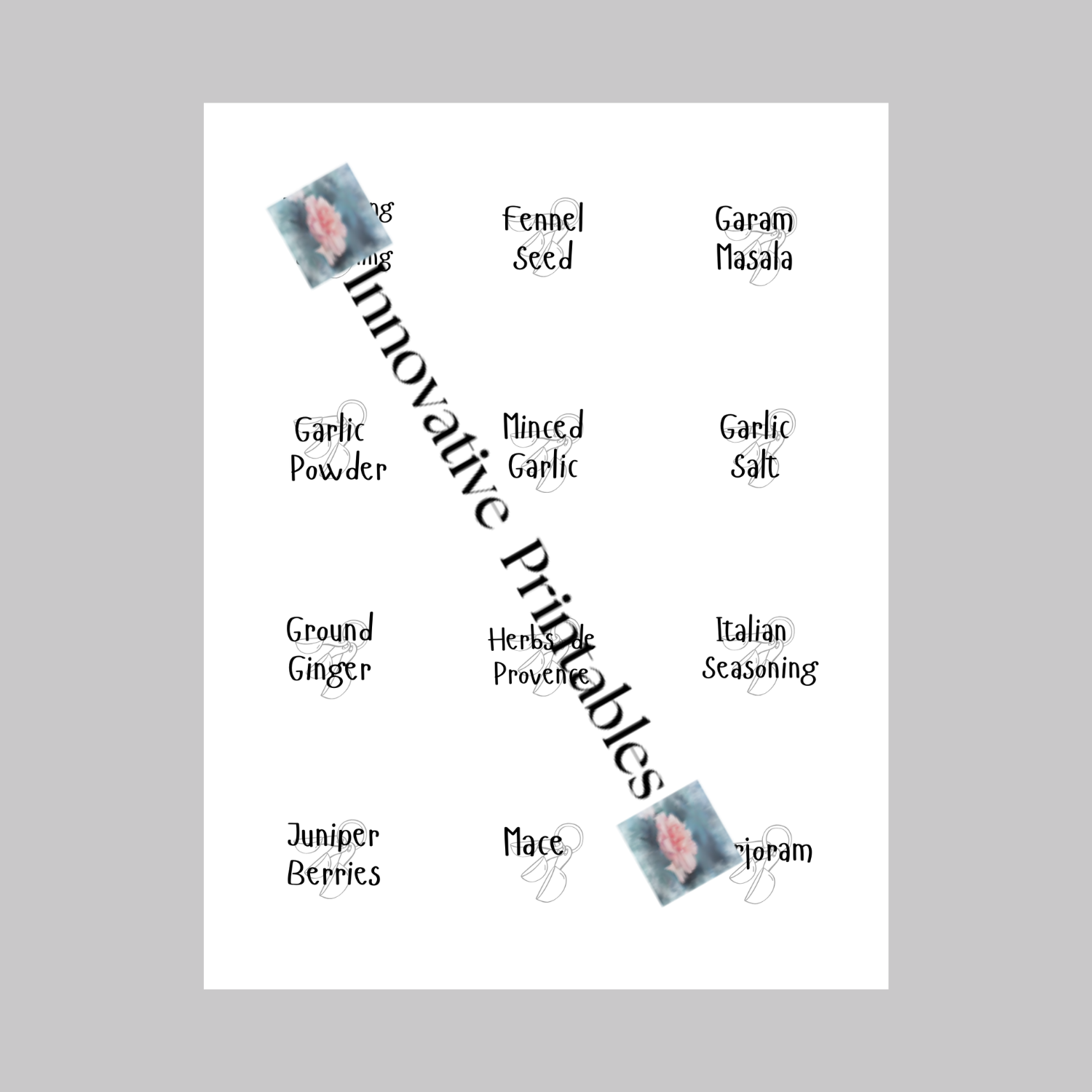 black homestyle spice jar labels