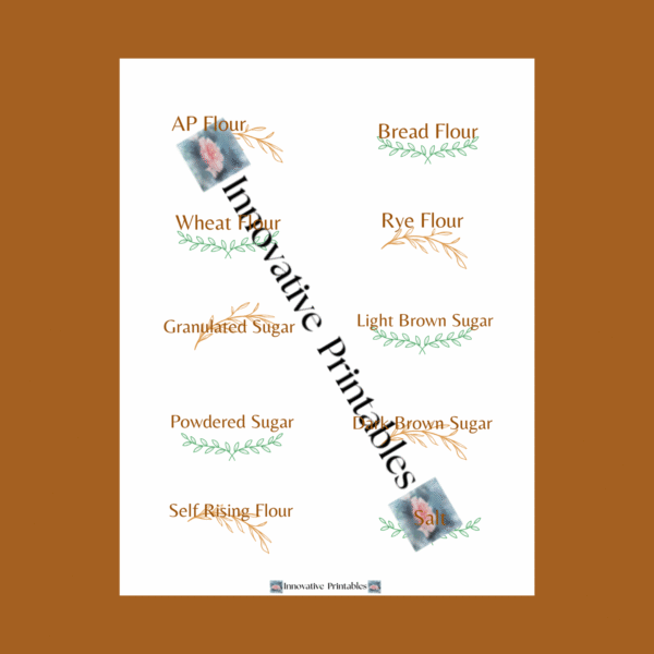 brown and green herb kitchen label set