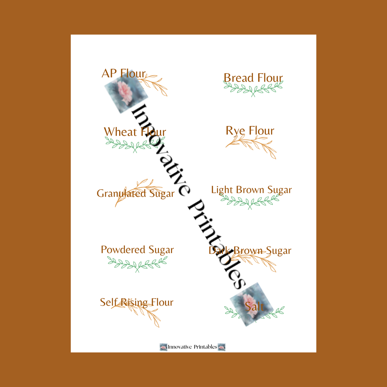 brown and green herb kitchen label set