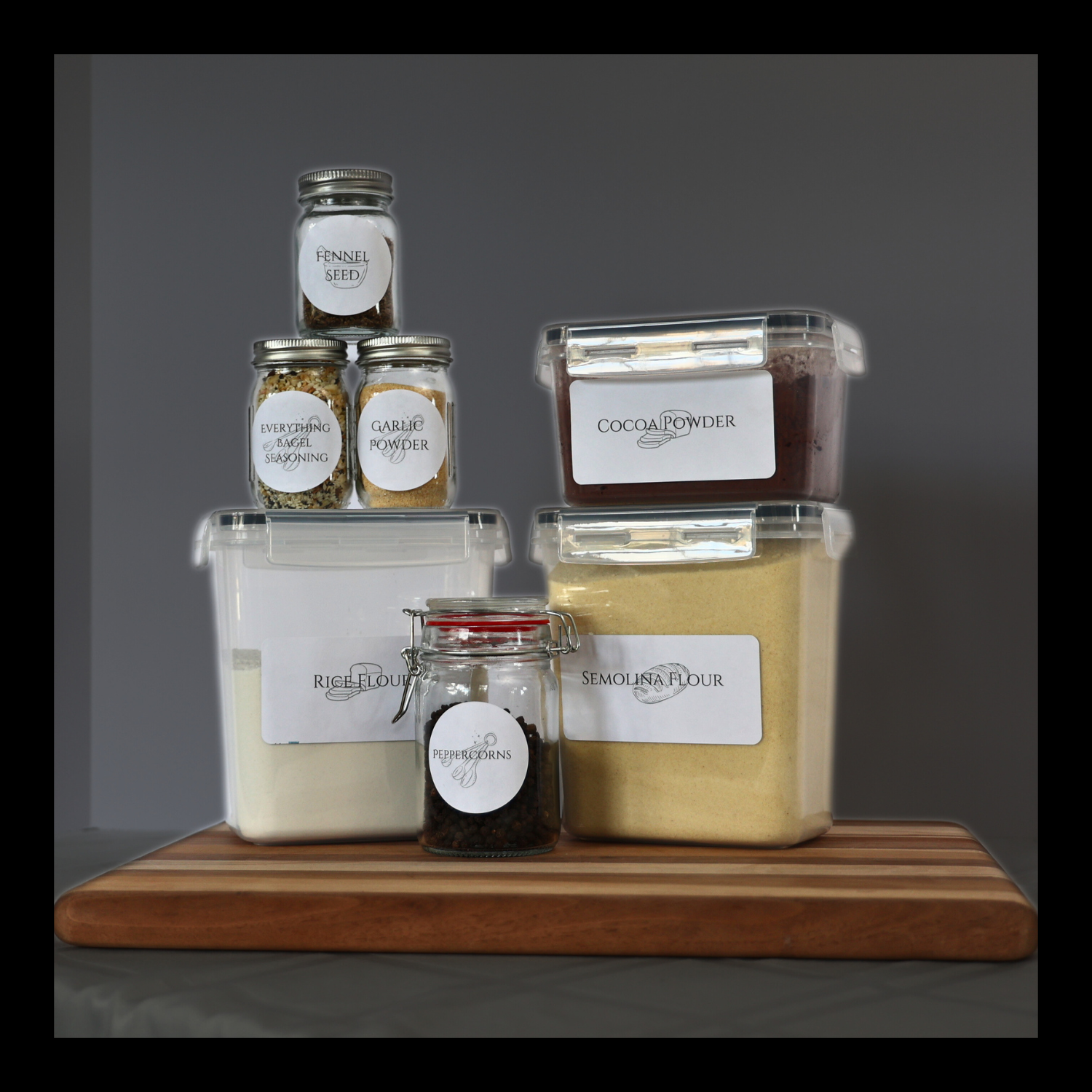 Printable Classic Black Kitchen Label Set