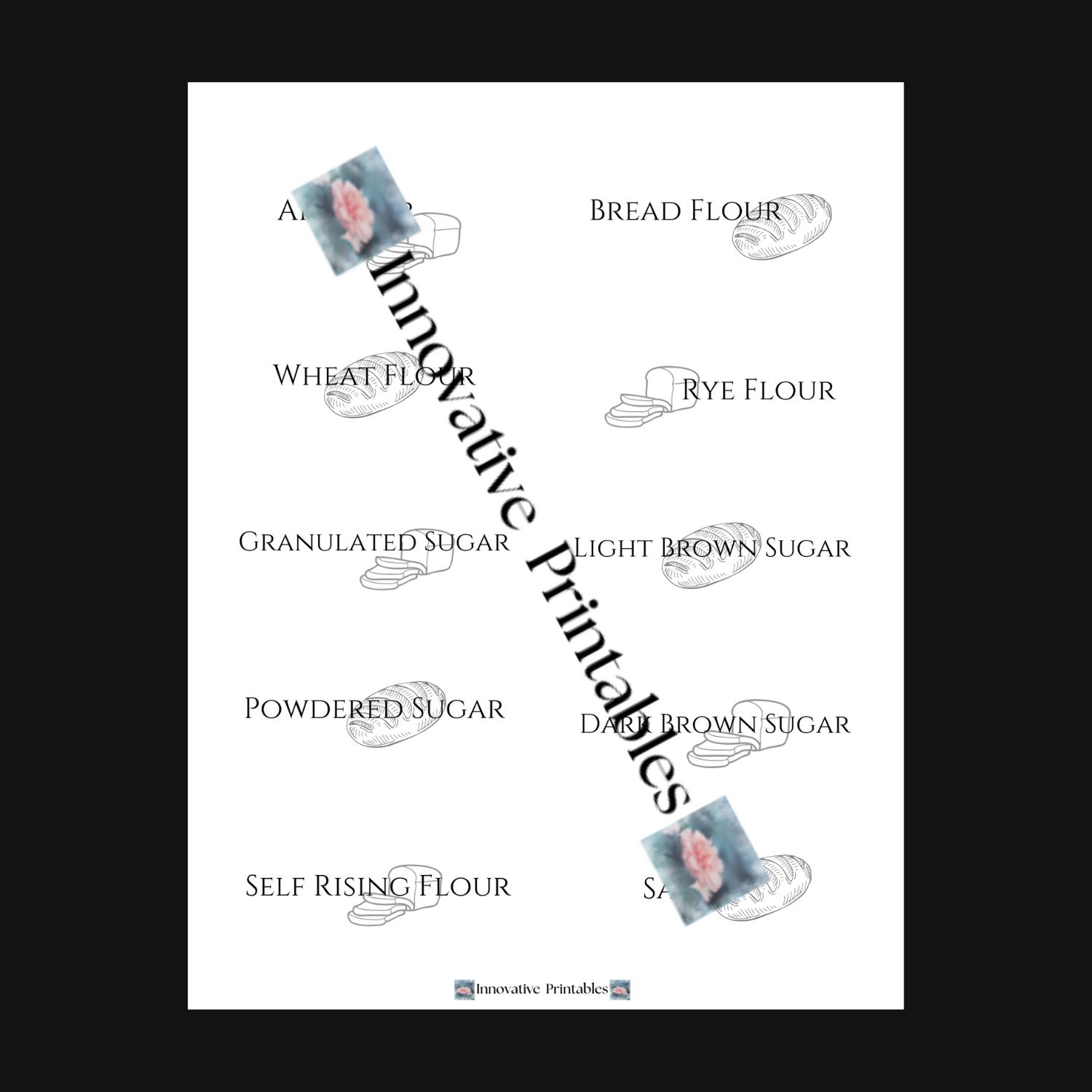 classic black pantry baking labels