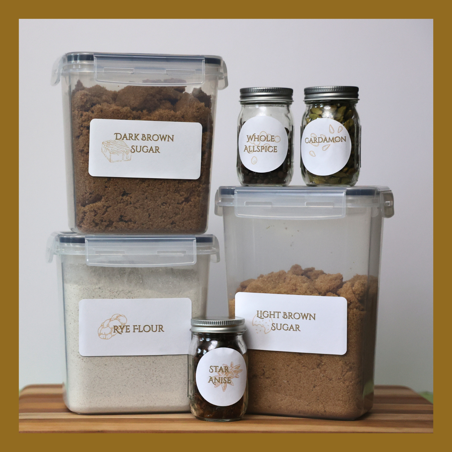 classic brown kitchen label set
