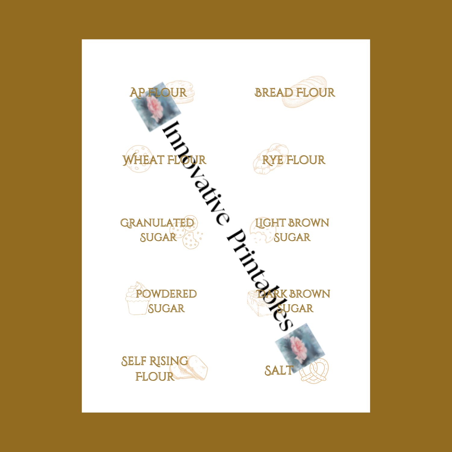 classic brown pantry baking label set