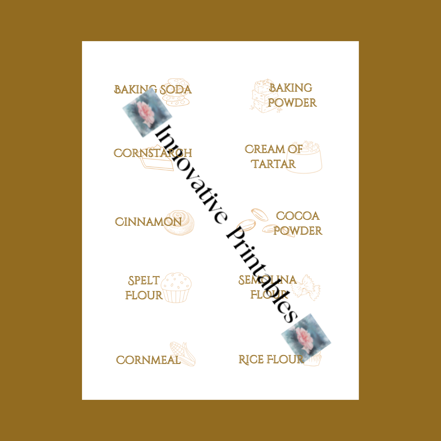 classic brown pantry baking label set