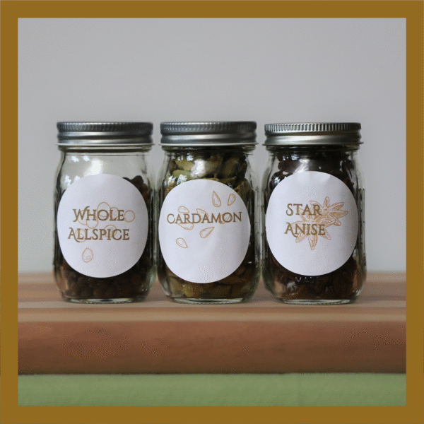 Printable Round Brown Spice Jar Labels