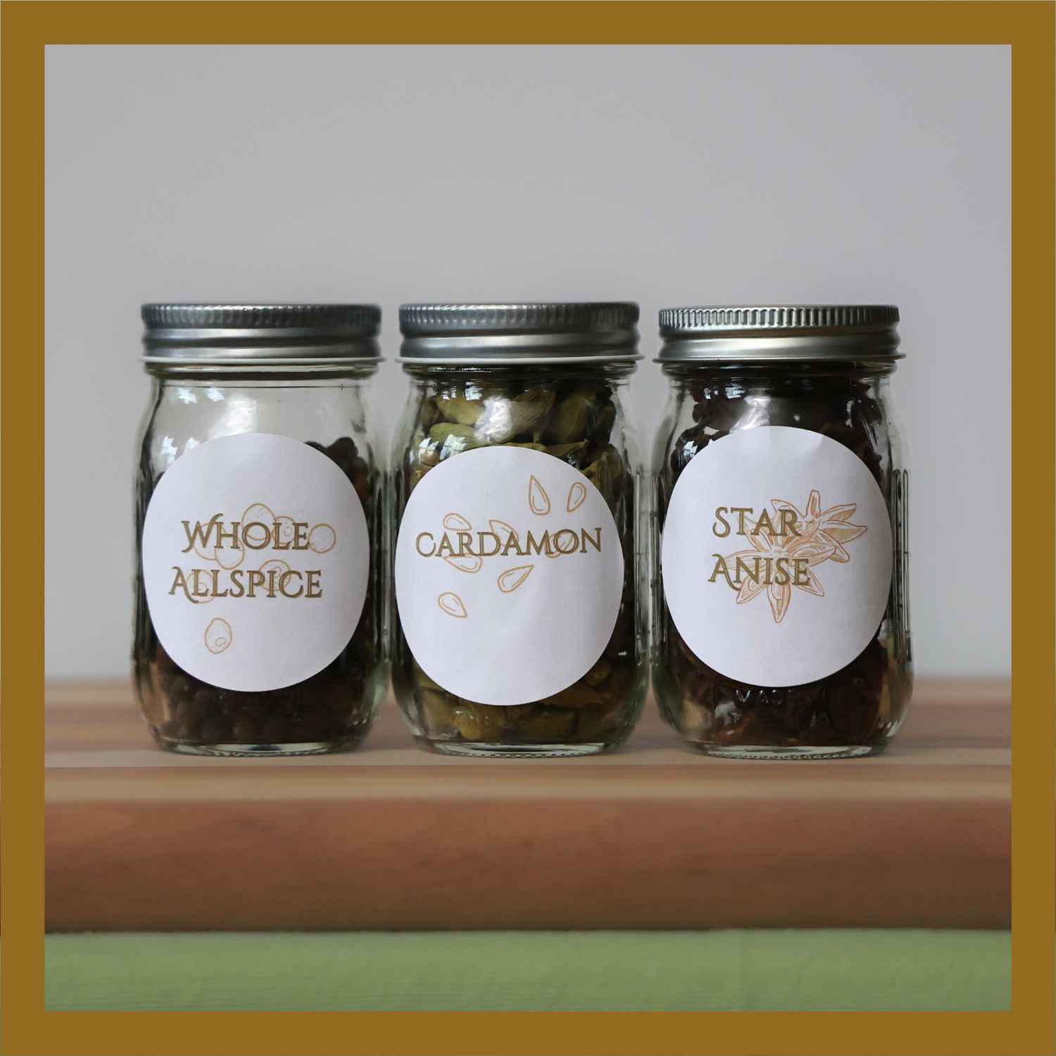Printable Round Brown Spice Jar Labels
