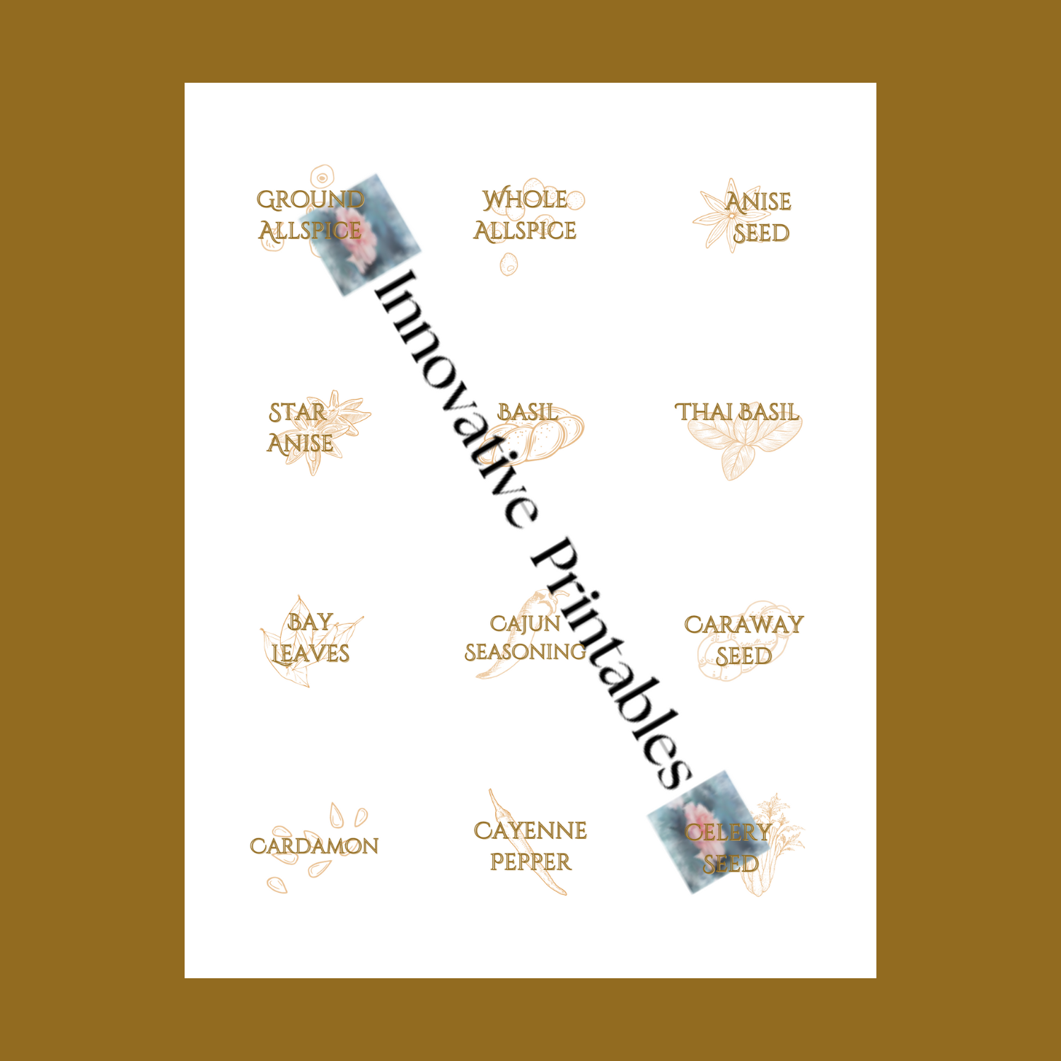 classic brown spice jar labels