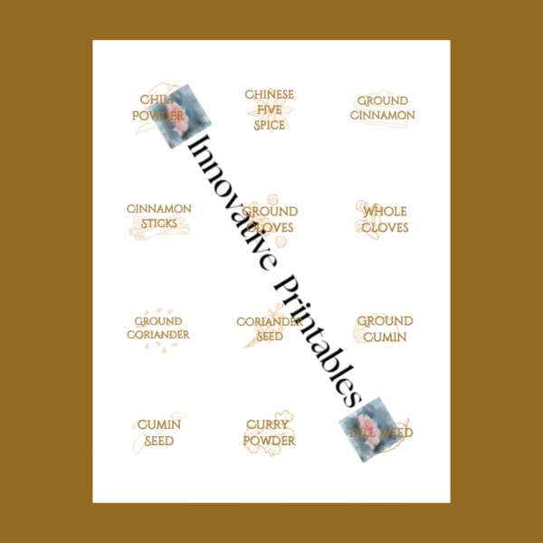 classic brown spice jar labels