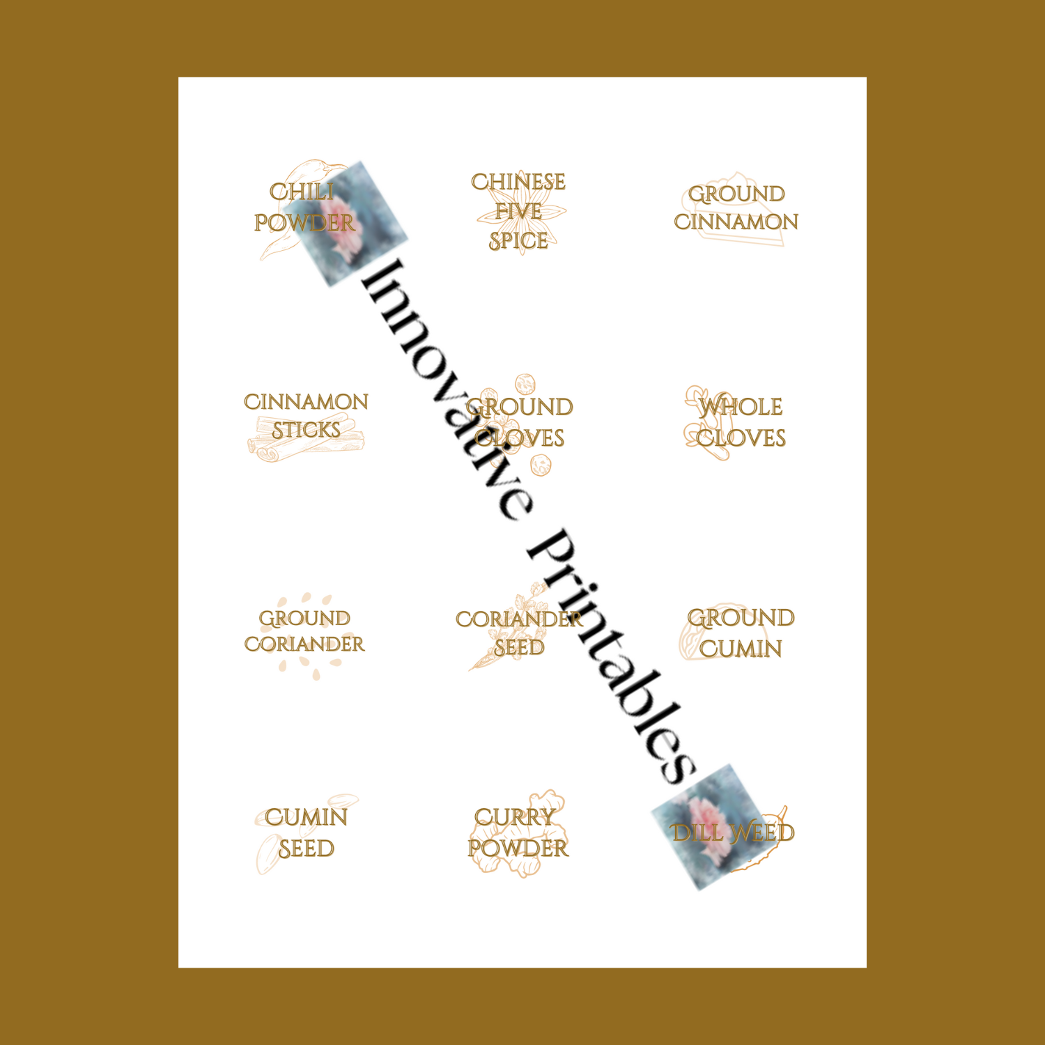 classic brown spice jar labels