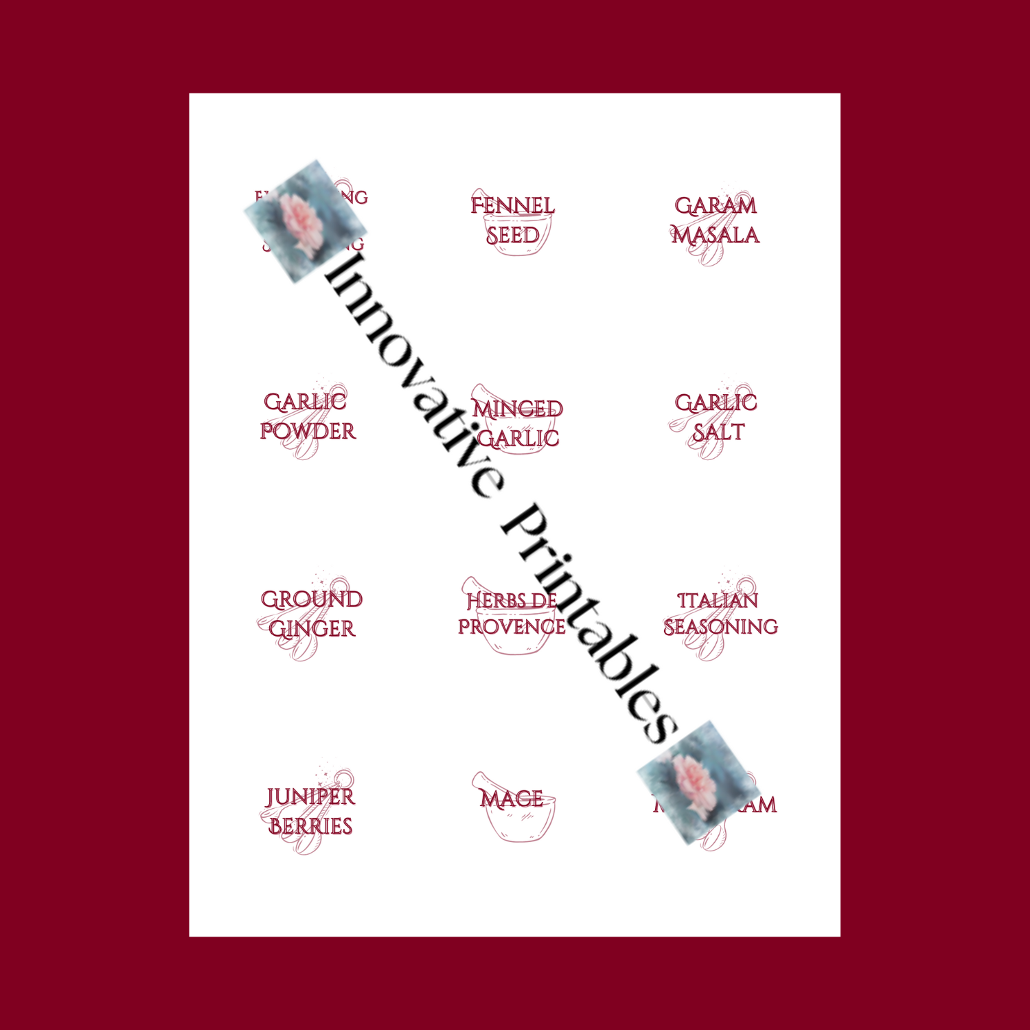 classic red wine kitchen label set