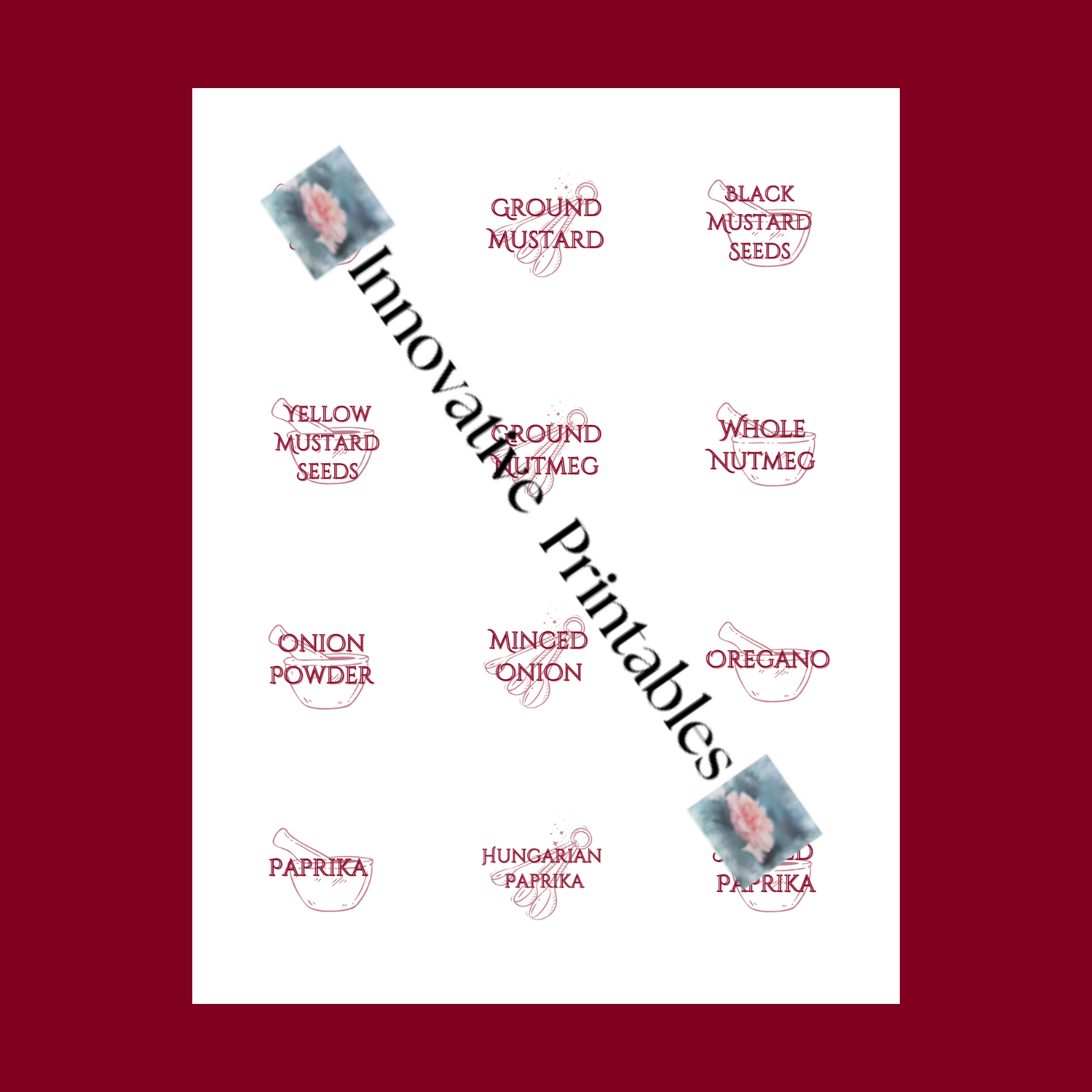 classic red wine spice jar labels