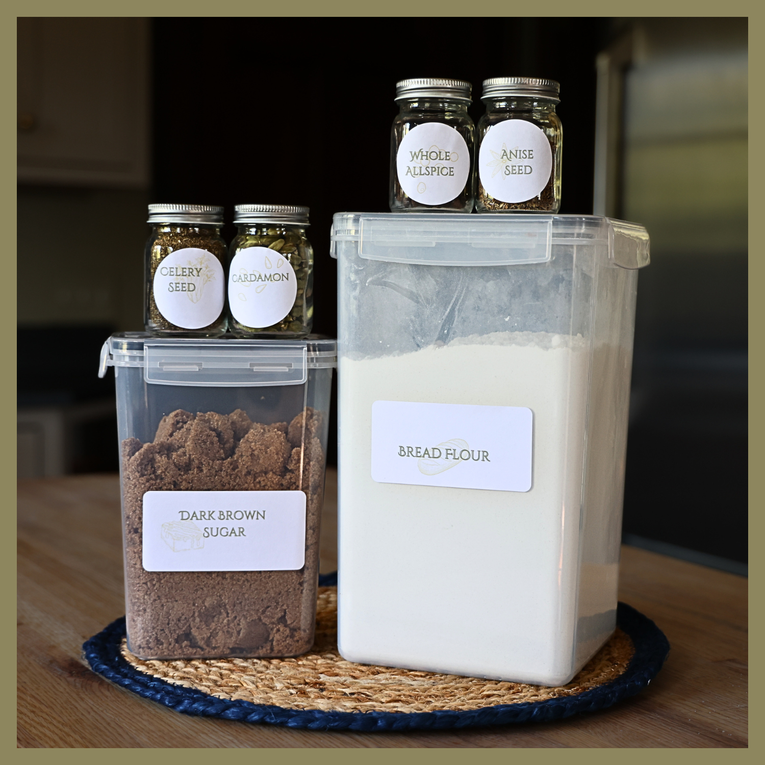 Printable Classic Sage and Yellow Kitchen Label Set
