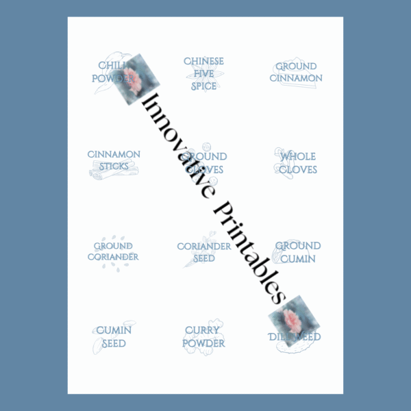 coastal blue spice jar labels