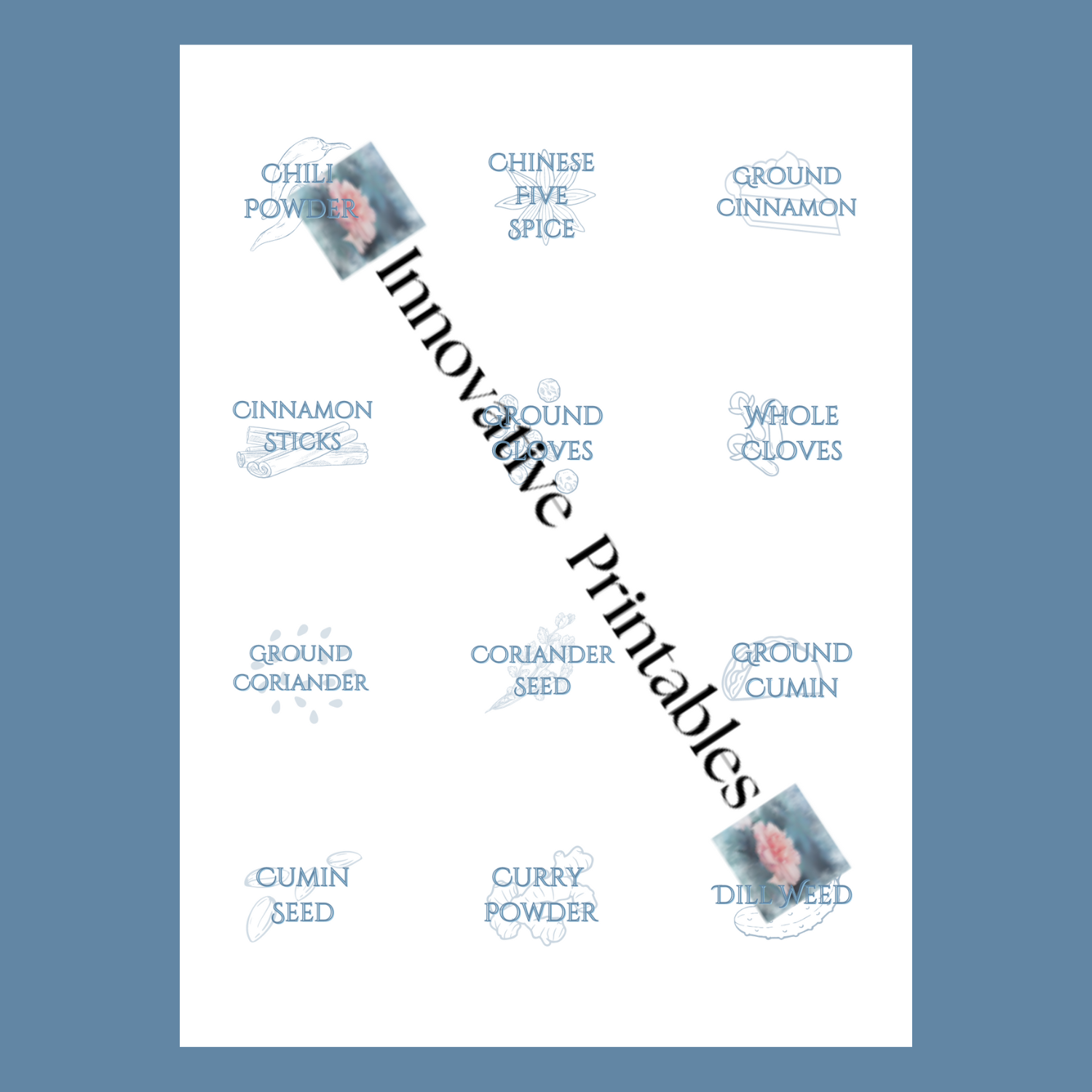 coastal blue spice jar labels