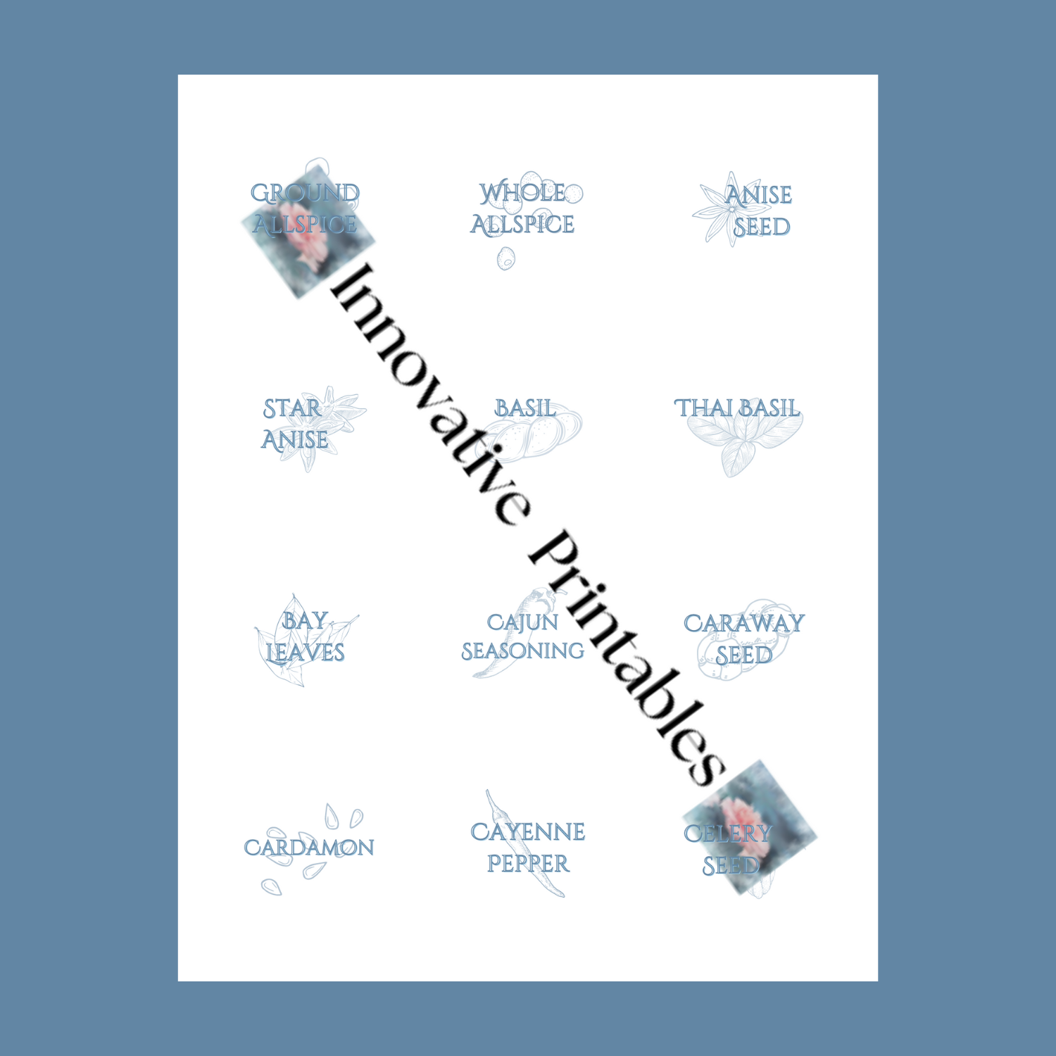 Printable Coastal Blue Spice Jar Labels - Image 4