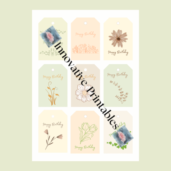 floral birthday gift tags