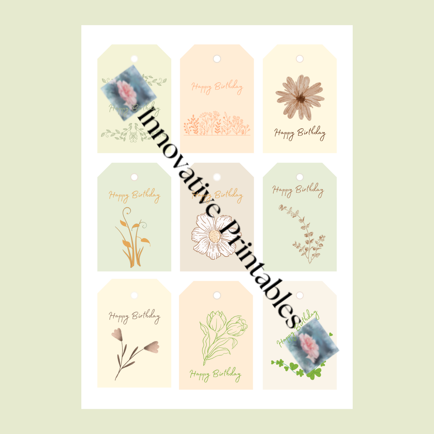 floral birthday gift tags