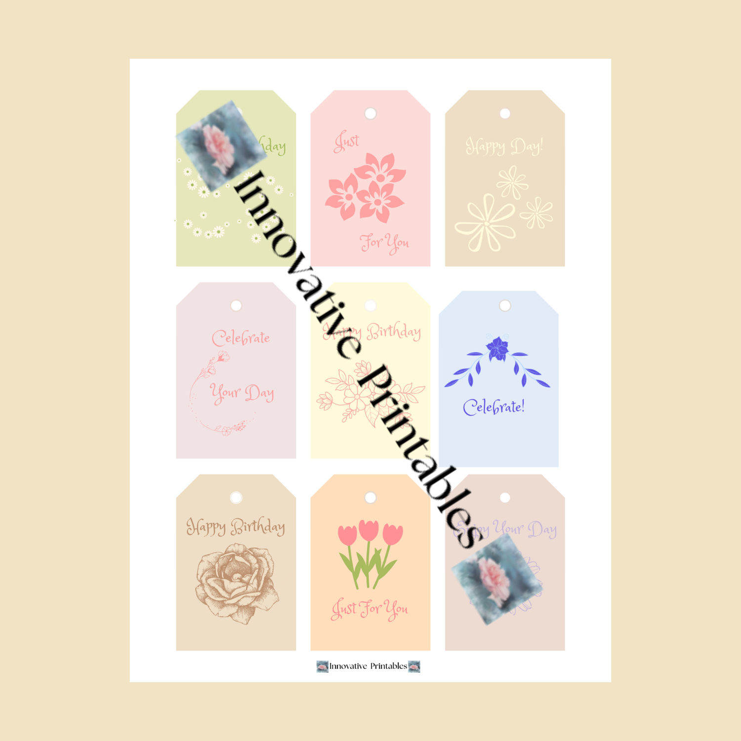 Floral Pastel Birthday Gift Tags - Image 3