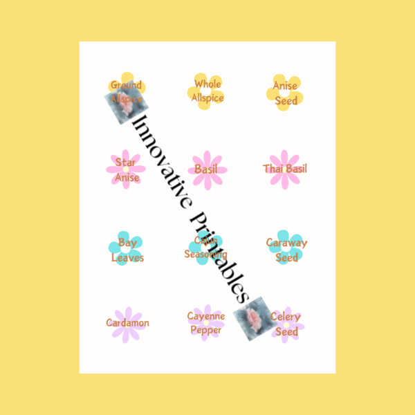 floral pastel kitchen label set