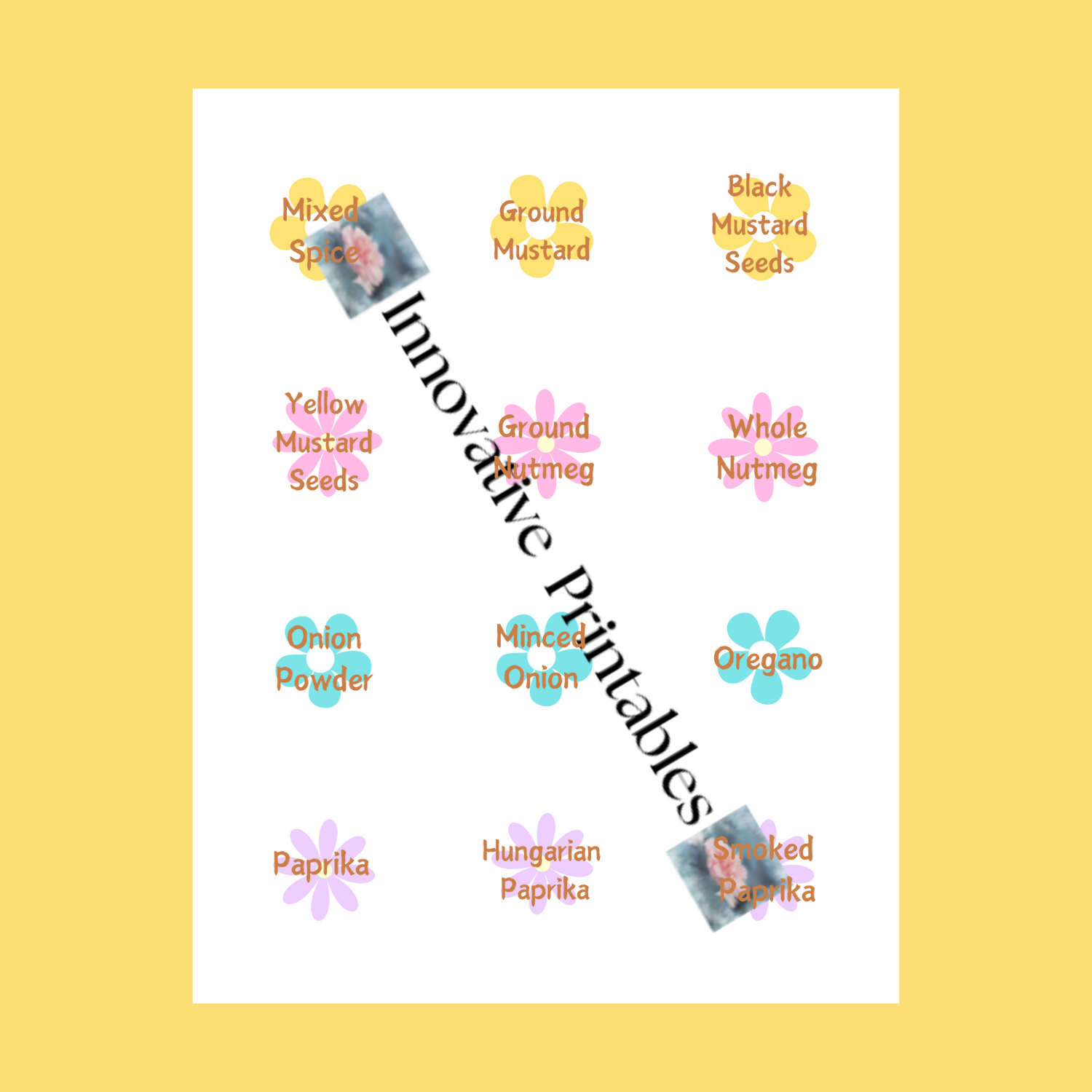floral pastel spice jar labels