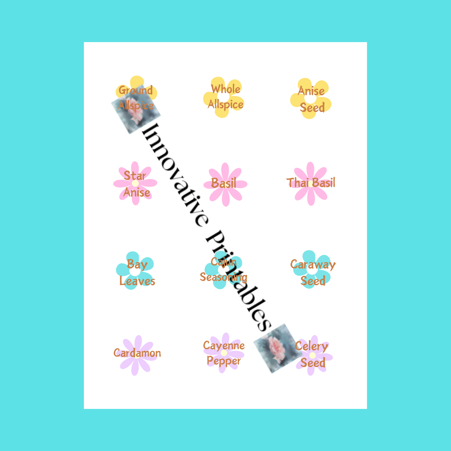 floral pastel spice jar labels