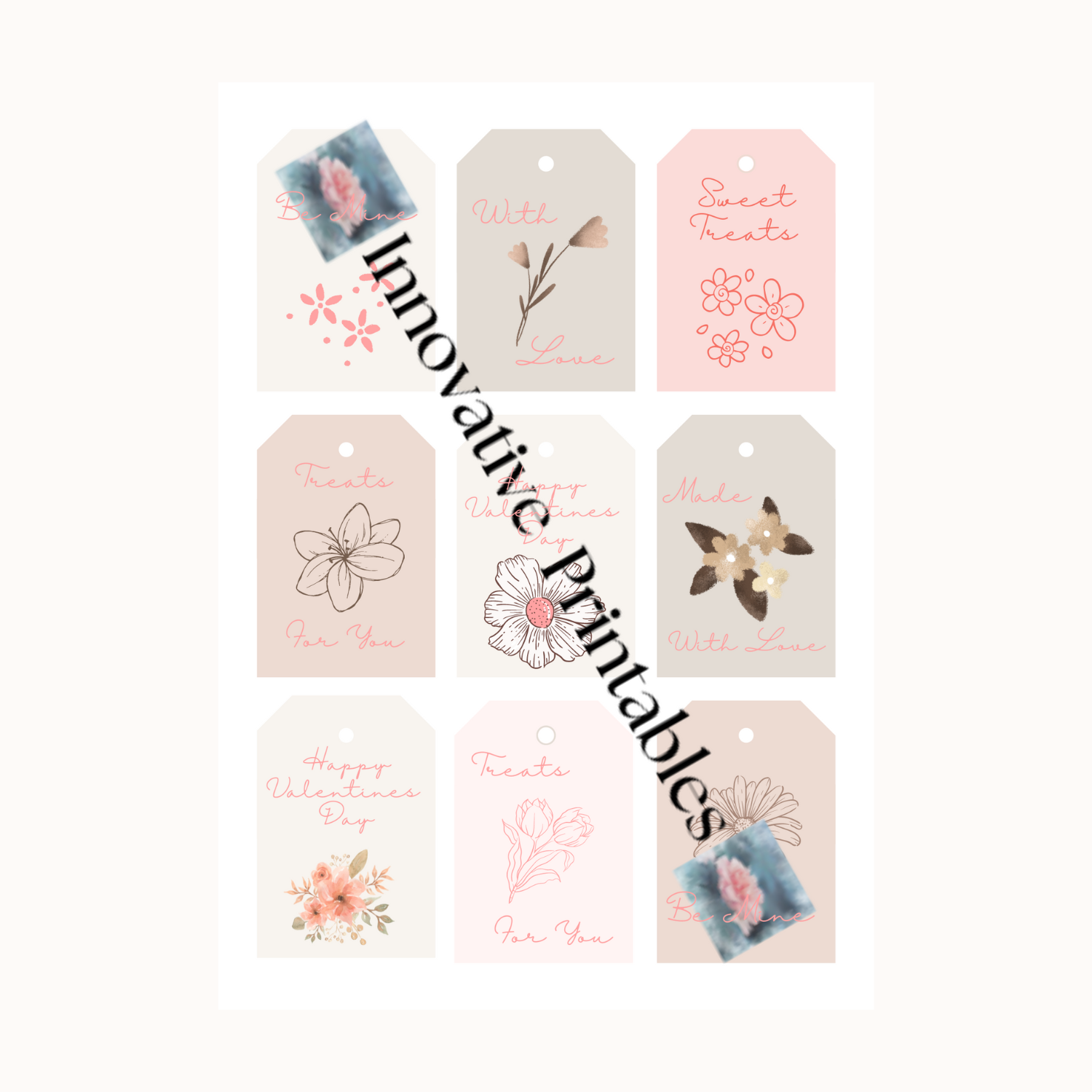 floral Valentine gift tags