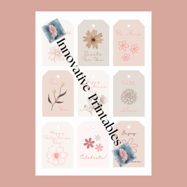 floral Valentine gift tags