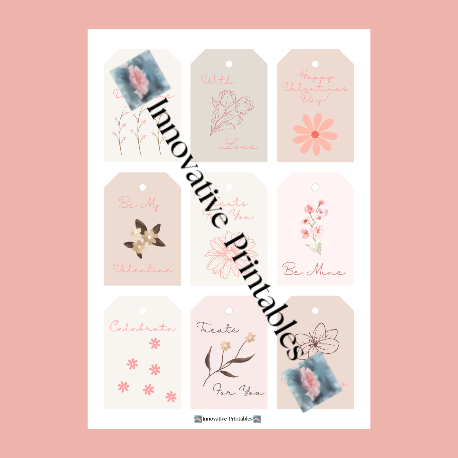 floral Valentine gift tags