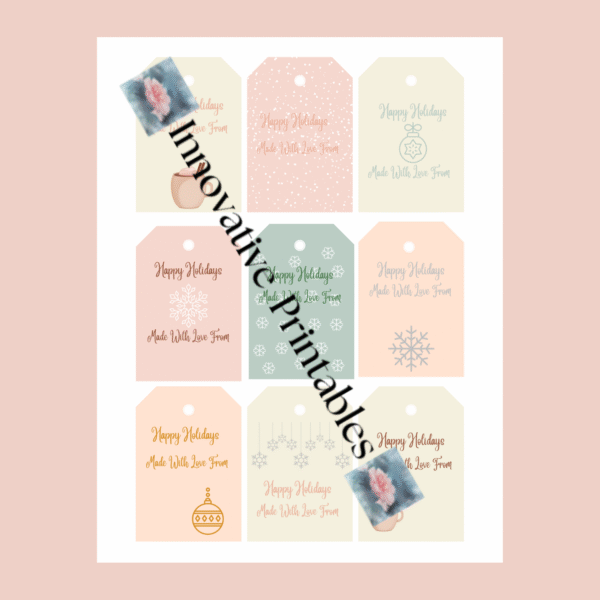 pastel Christmas and holiday gift tags for bakers