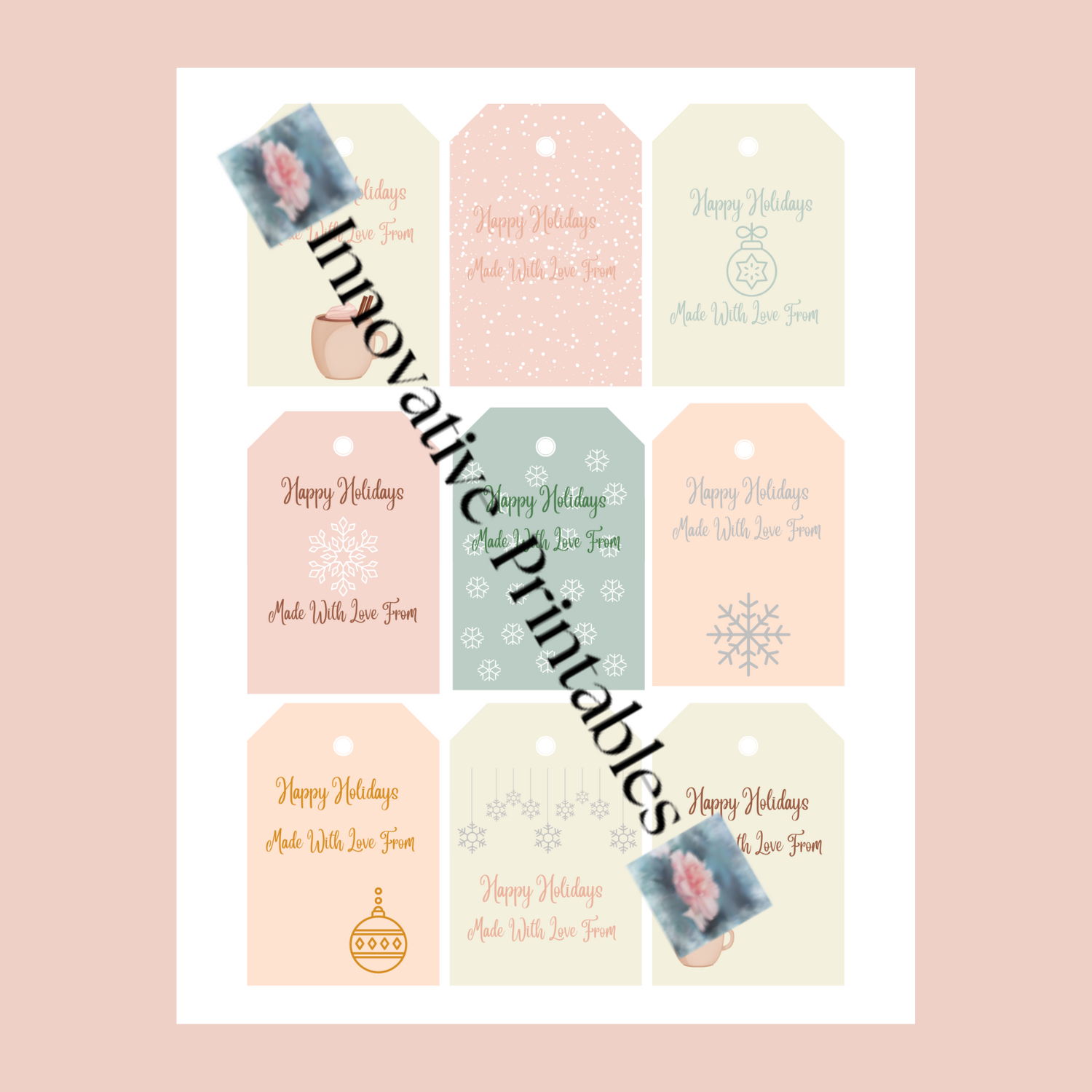 pastel Christmas and holiday gift tags for bakers