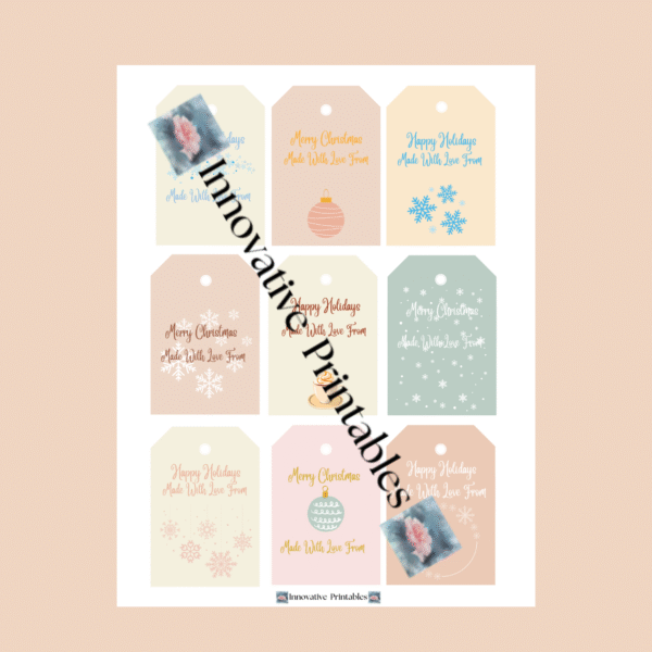 pastel Christmas and holiday gift tags for bakers