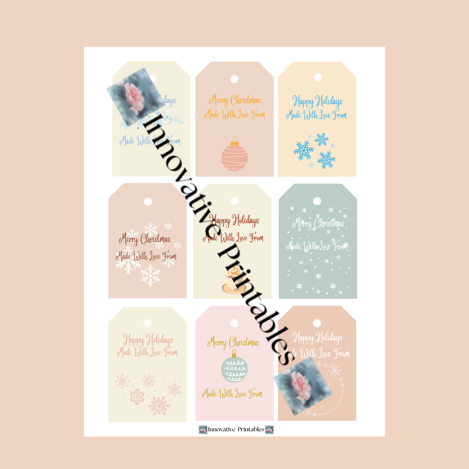 pastel Christmas and holiday gift tags for bakers