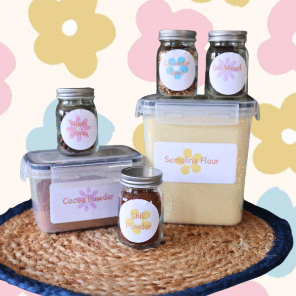 pastel floral kitchen label set