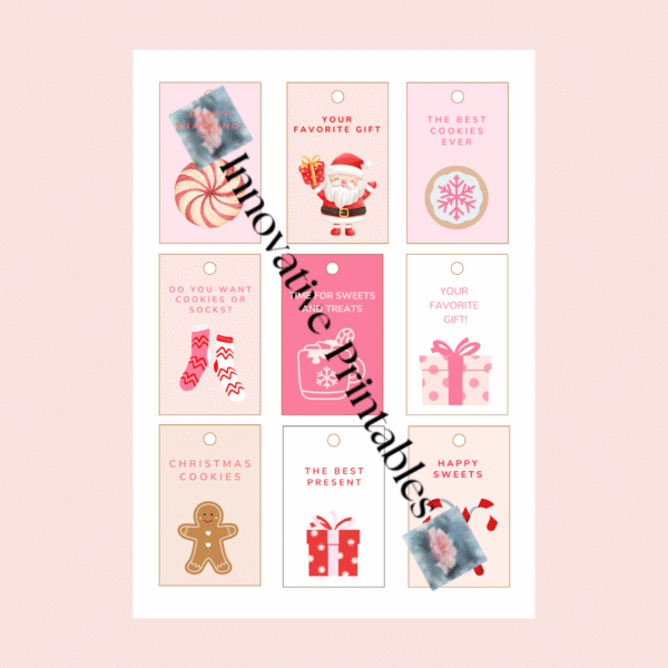 pink and white gift tags