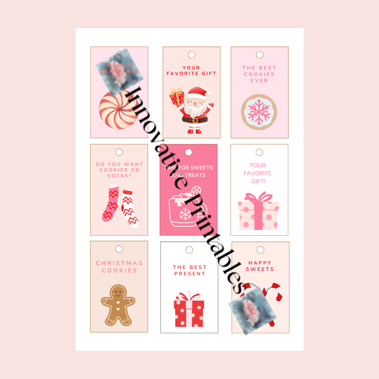 pink and white gift tags