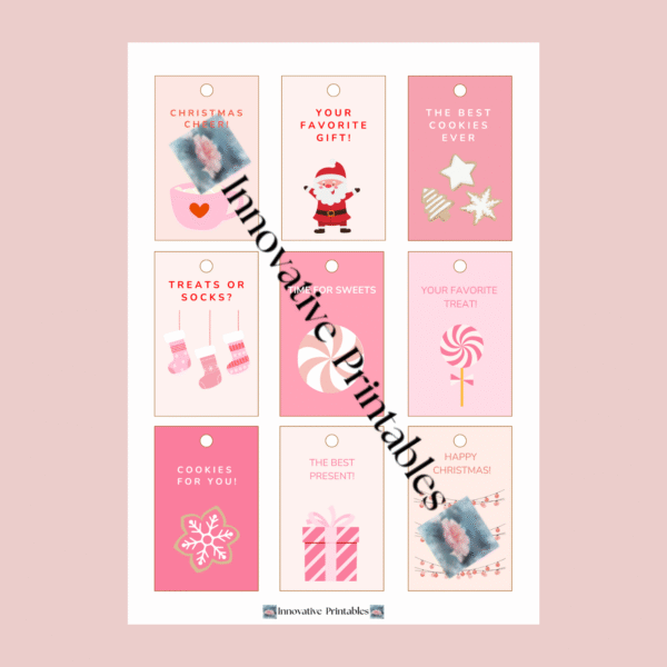 pink and white gift tags