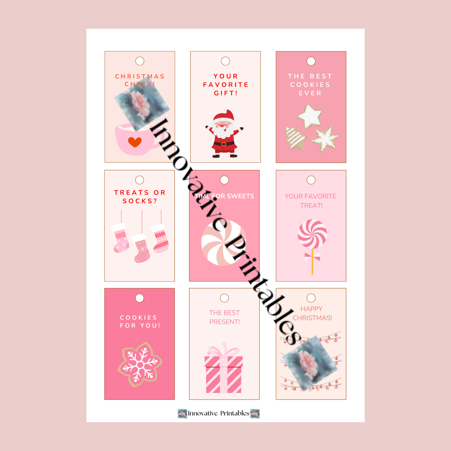 pink and white gift tags