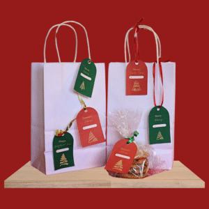 red and green gift tags for bakers