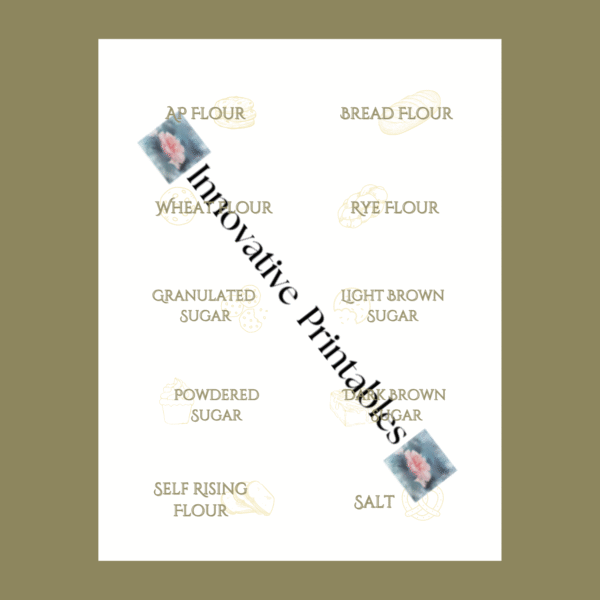 sage and yellow pantry baking labels