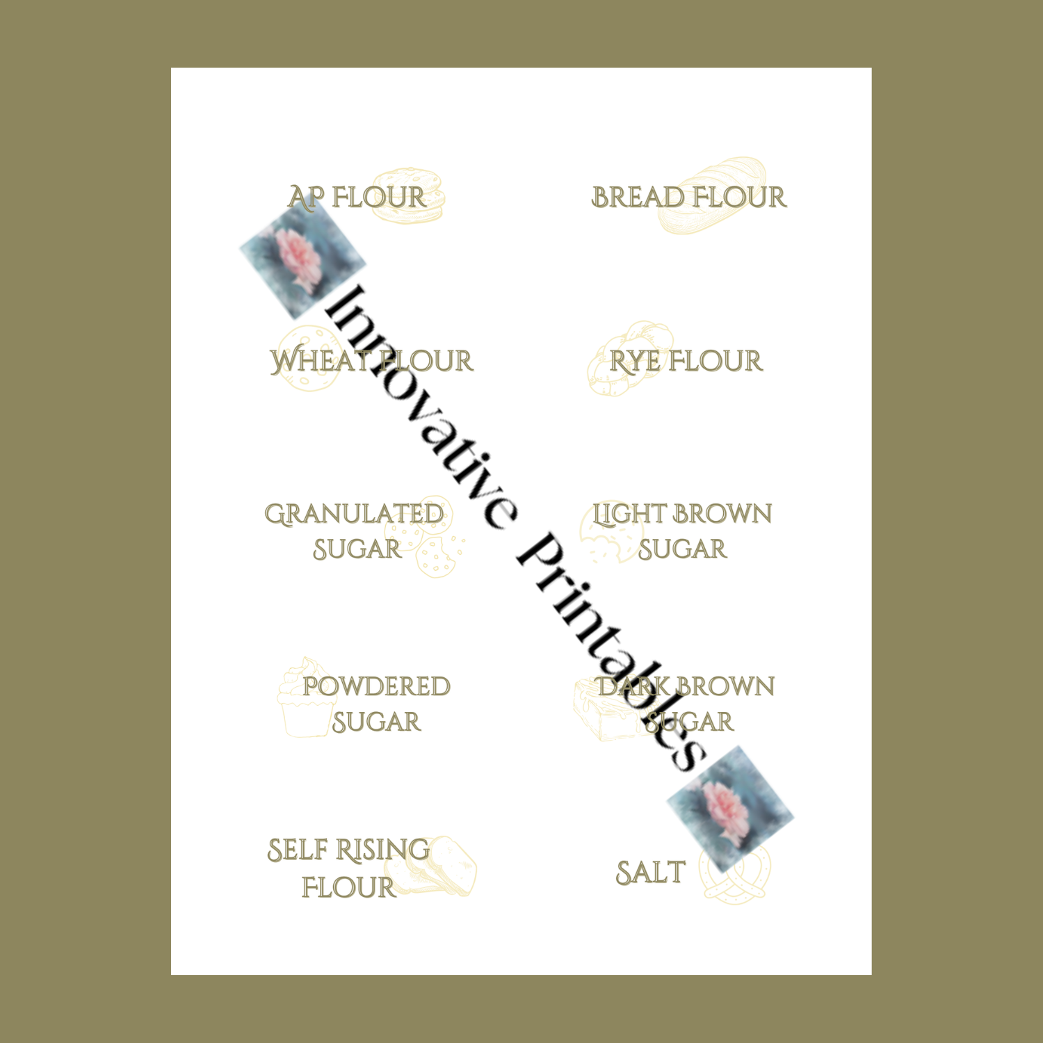 sage and yellow pantry baking labels
