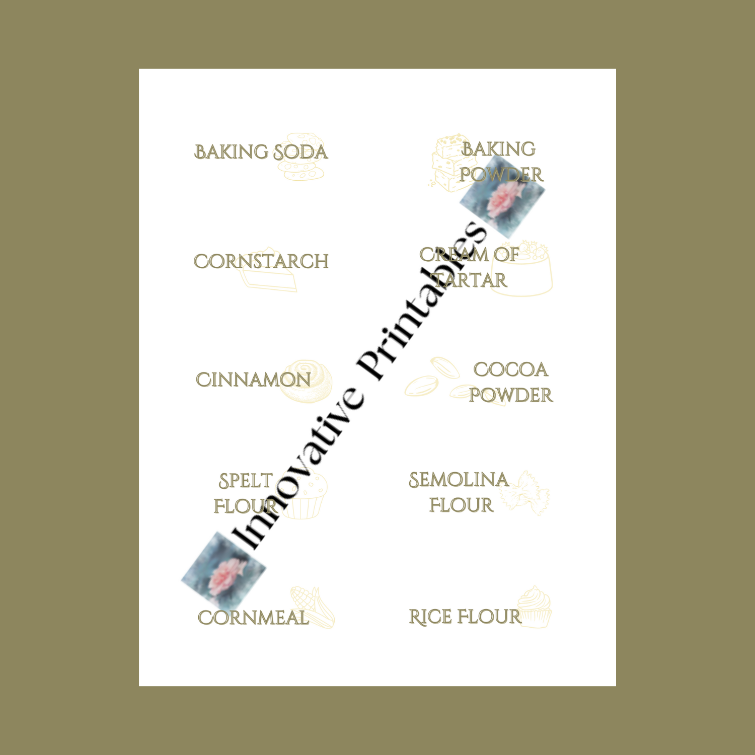 Printable Sage and Yellow Pantry Labels For Baking - Image 3
