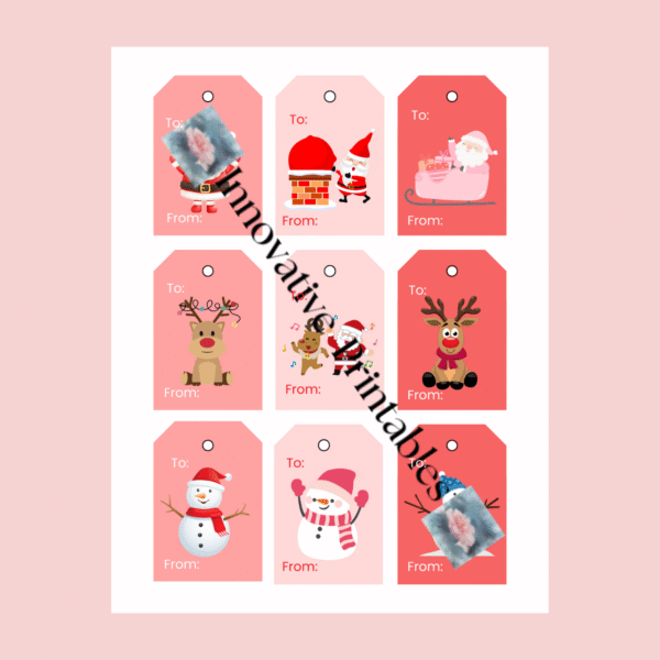 santa and reindeer gift tags