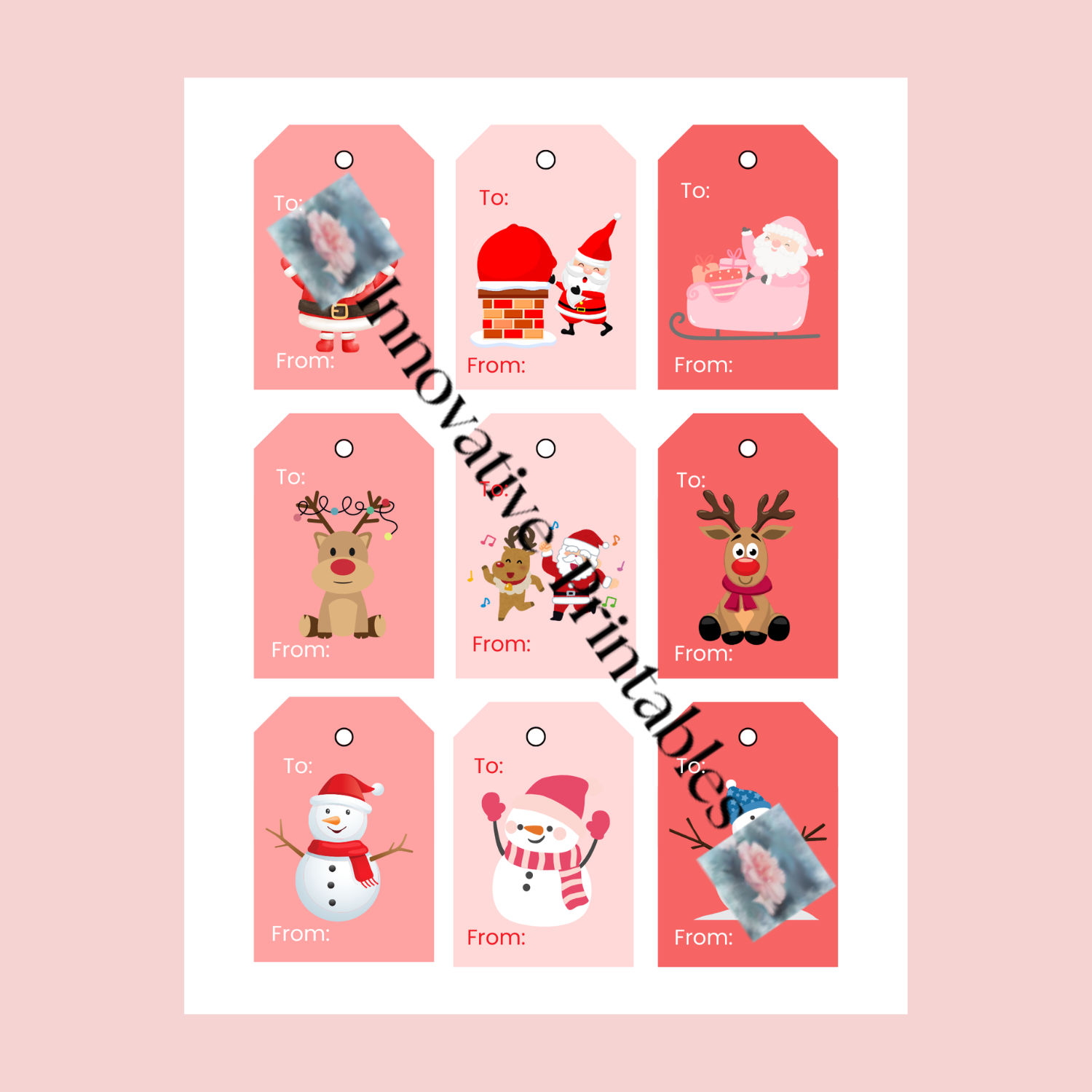 santa and reindeer gift tags
