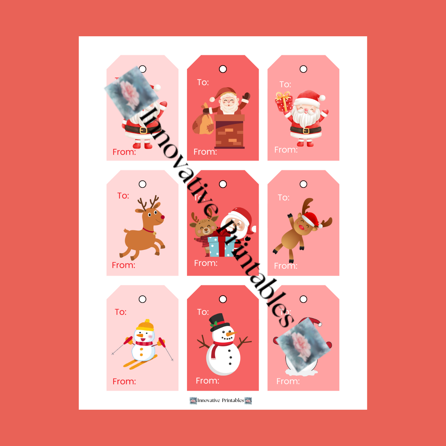 santa and reindeer gift tags