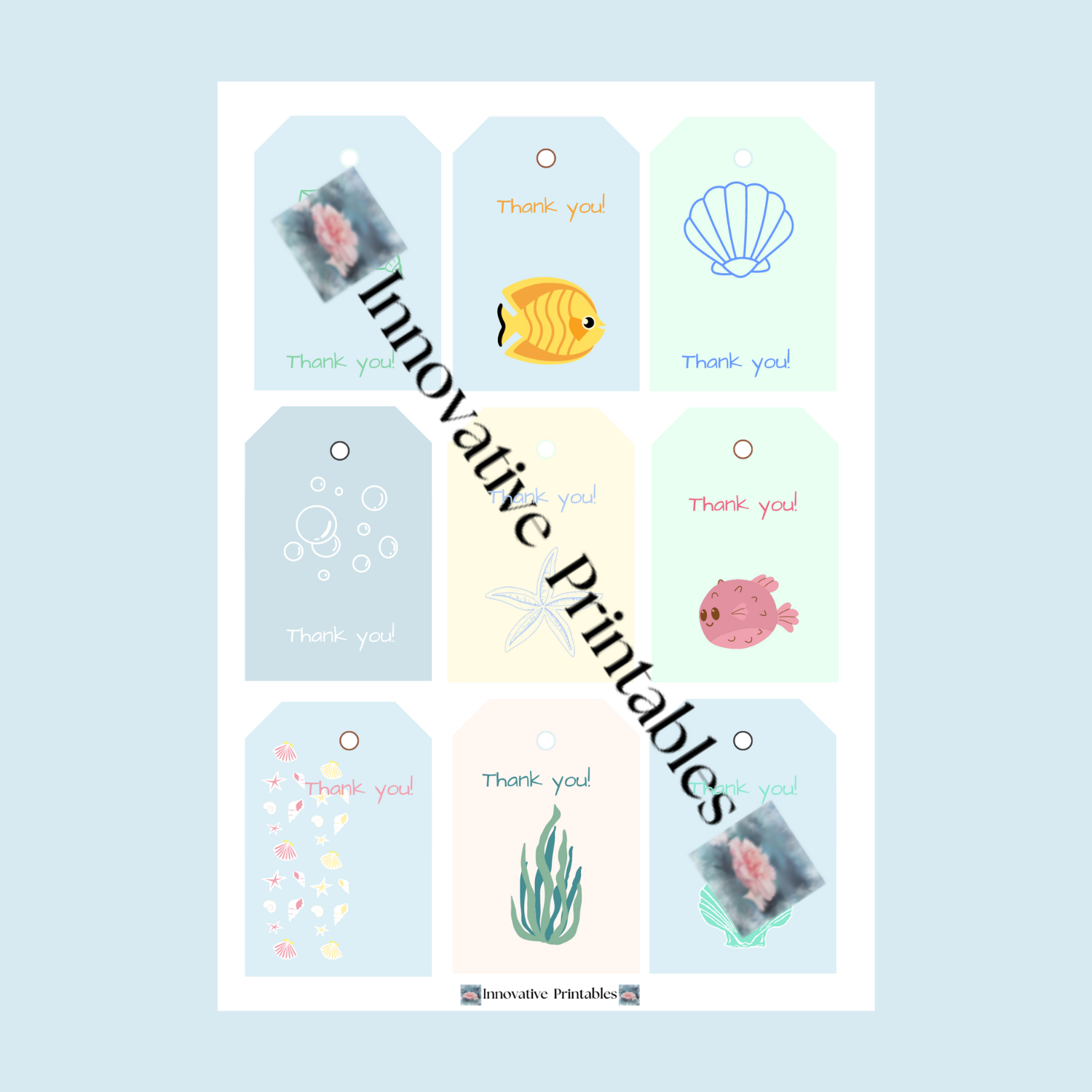 sea themed thank you gift tags