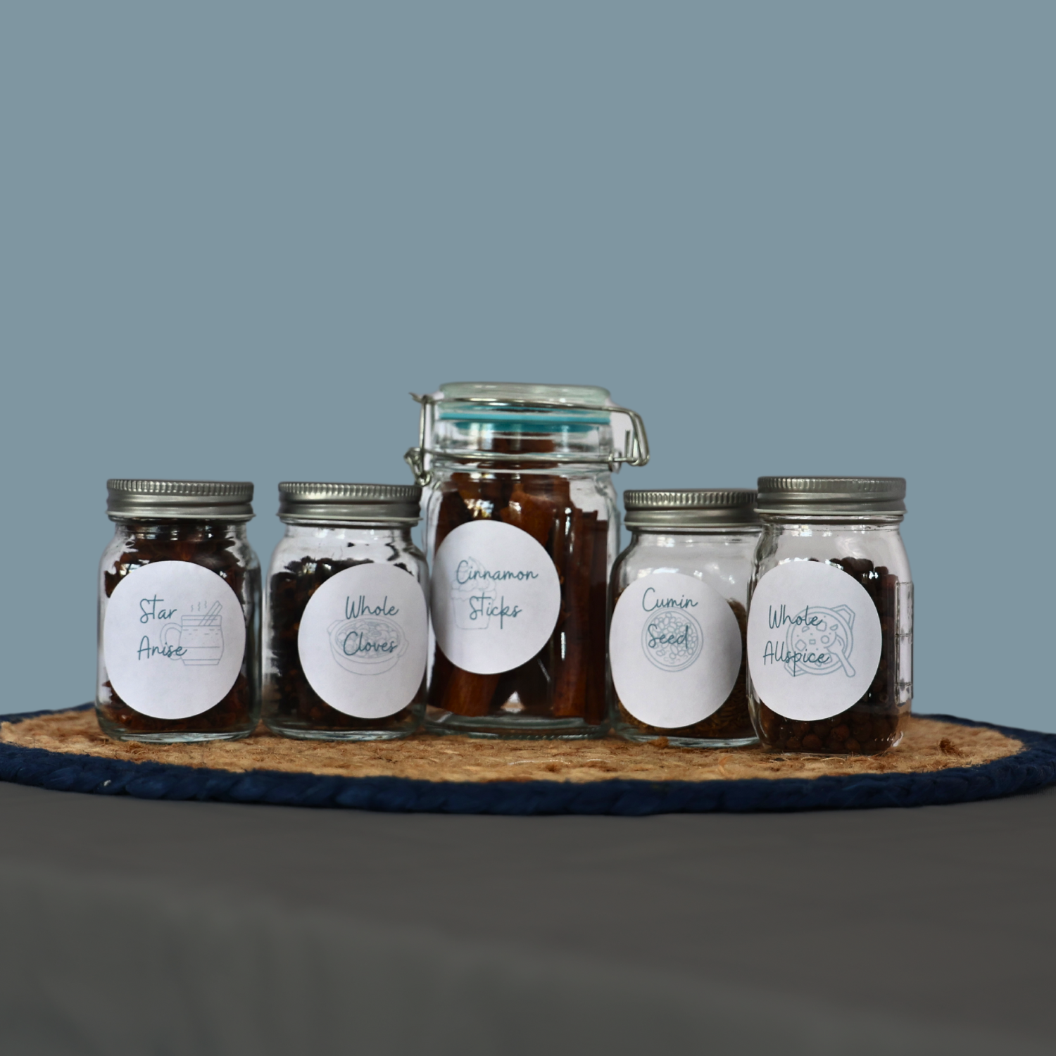 Printable Slate Round Dessert Spice Jar Labels