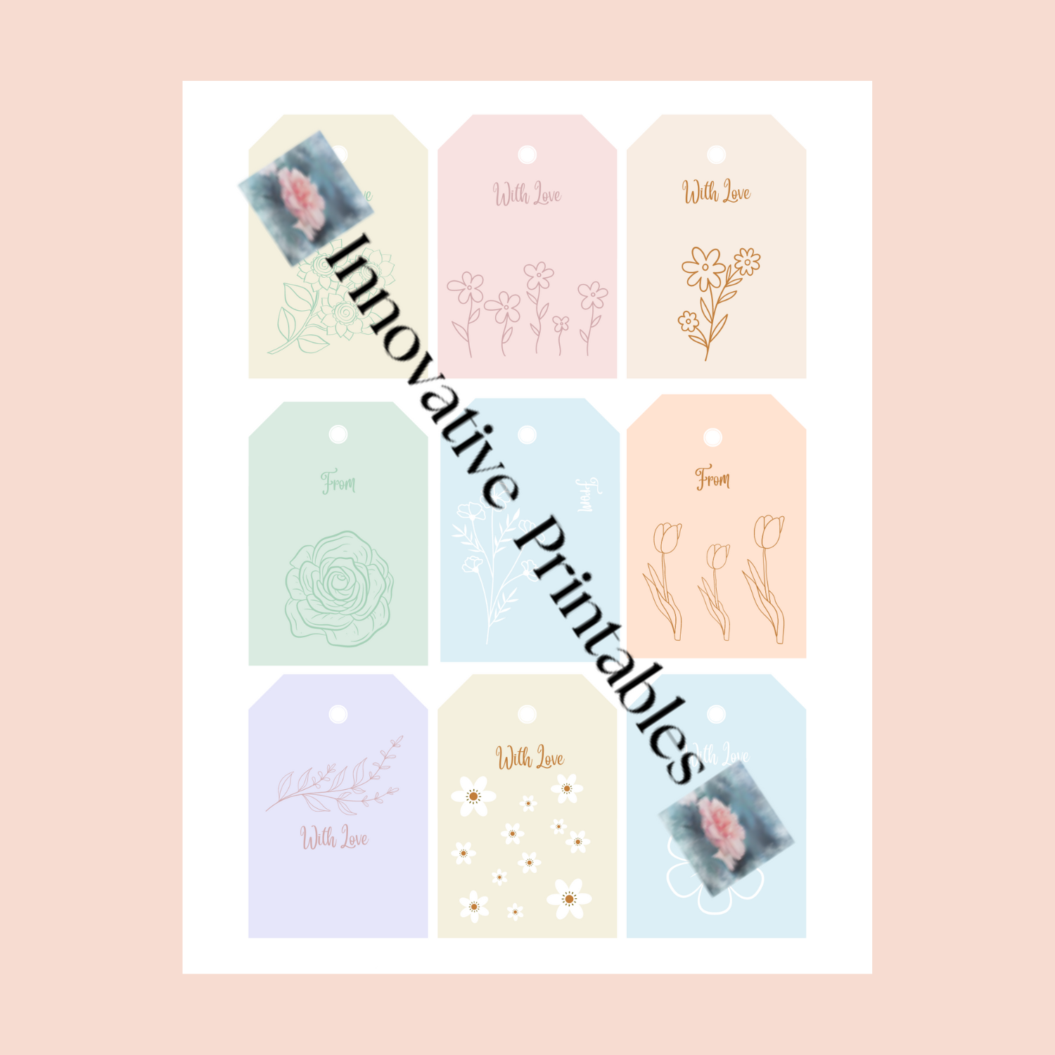 spring floral pastel gift tags